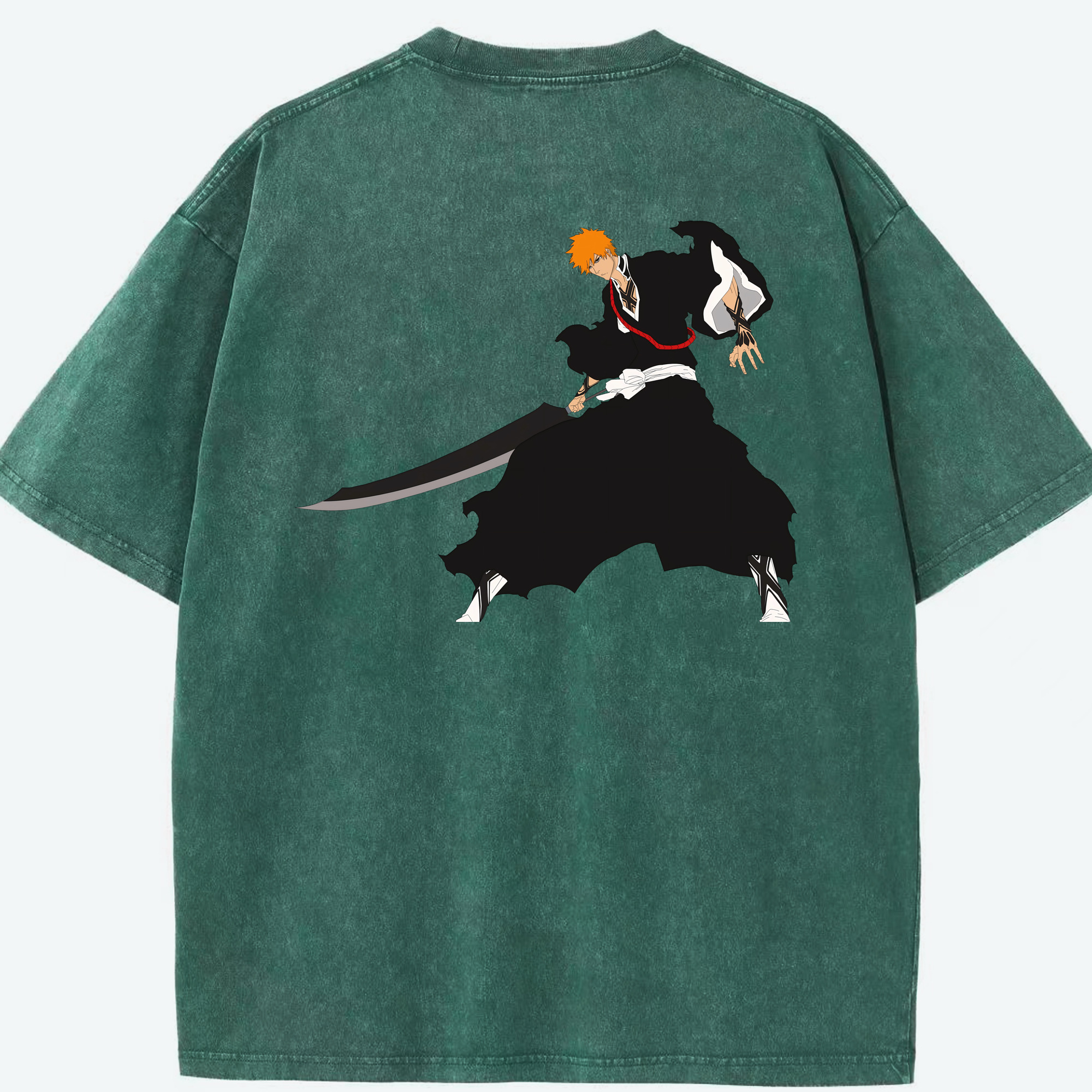 （画像用） ブリーチ 黒崎一護（くろさき いちご）BLEACH Kurosaki Ichigo 綿100% ヴィンテージ風 半袖Tシャツ（背面プリント）